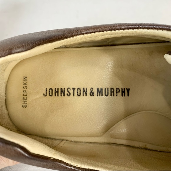 Johnston & Murphy~Men’s ‘Shuler‎ Bicycle’ Brown Sheepskin Leather Oxfords~Sz 9 - Picture 11 of 13